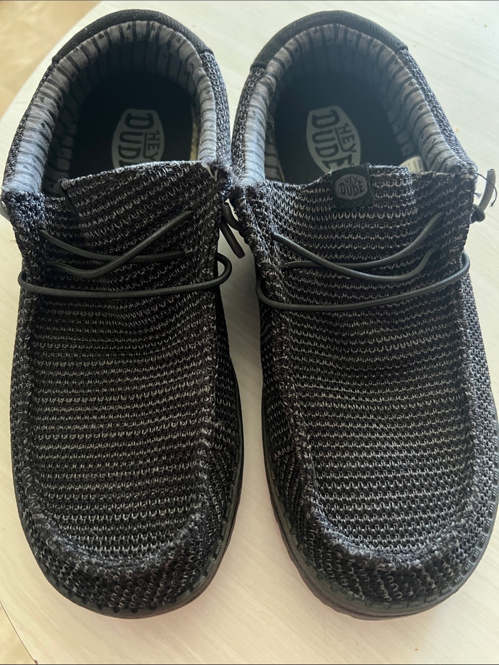 Hey Dude Black Knit Slip-On Loafers